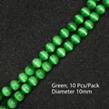 Perle di pietra occhio di gatto verde da 10mm per gioielli fai da te, pacchetto da 10 - 10 Pezzi/Confezione / Verde / 10mm