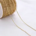 Cadena de eslabones en O chapada en oro de 14K/18K para creación de joyas DIY y artesanía. - Cadena en O aplanada / 2mm 1 Metro / Chapado en oro de 14K