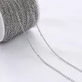 Cadena de eslabones plateada en carrete para creación de joyas DIY y manualidades - Cadena en O aplanada / 2mm 1 Metro / Plata dorada blanca