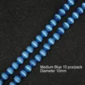Perle occhio di gatto blu medio 10mm per creazione gioielli fai da te 10 pezzi - 10 Pezzi/Confezione / Blu medio / 10mm