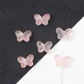 Translucent pink butterfly-shaped frosted glass beads for DIY handmade jewelry accessories - 20 Pieces/Pack / Orange Pink