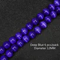 Perline in pietra occhio di gatto blu scuro 12mm per gioielli fai da te - 6 Pezzi/Confezione / Blu scuro / 12mm