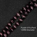 Perle rotonde in pietra occhio di gatto viola 12mm per gioielli fai da te pack 6 pezzi - 6 Pezzi/Confezione / Viola / 12mm