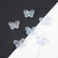 Translucent light blue butterfly shaped glass bead for DIY jewelry accessories and hairpins - 20 Pieces/Pack / Light Blue