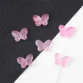 Translucent pink glass butterfly beads for handmade DIY jewelry and hair accessories - 20 Pieces/Pack / Hot Pink