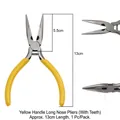 Yellow needle-nose pliers with serrated jaws for professional jewelry DIY crafting - Needle Nose Pliers (With Teeth) / 1 Pack / Yellow