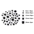 Lot de 100 Yeux Mobiles Autocollants Tailles Mixtes 8-20mm pour Bricolage et DIY Loisirs - Mixed Sizes 8/10/12/15/20mm / Noir et Blanc