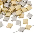 Vierkante CCB-kralen met klaverpatroon in goud en zilver voor DIY-sieraden - Ruitbloem (BSE043) / 30 Stuks/Verpakking (10x11mm) / Zilver