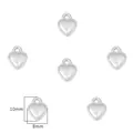 Set van kleine verzilverde hartbedeltjes voor DIY-sieraden, maat 10 mm x 8 mm - 8x10mm (Pak van 50) / Zilver