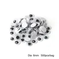 Bulk pack of 500pcs 6mm adhesive black and white googly eyes for DIY craft toy making - 6mm Diameter (Approx. 500pcs/bag) / Black and White