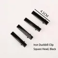 Set van vier zwarte ijzeren eendenbek haarspeldjes van 4,1 cm voor DIY haaraccessoires - Vierkante Eendebek Clip / 20 Stuks/Verpakking (4.1cm) / Zwart