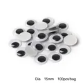 15mm black and white googly eyes for DIY crafts with adhesive backing 100pcs per bag - Diameter 15mm about 100/bag