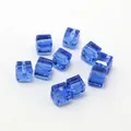 Blue 6mm faceted square glass beads for DIY jewelry making accessories - Deep Blue