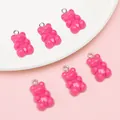 Pink glossy acrylic gummy bear charms 11x21mm for DIY necklace and bracelet making - 5 Pieces/Pack (11x21mm) / Rose Red