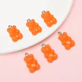 Six pieces of orange acrylic bear charms with metal hanging loops for DIY jewelry making - 5 Pieces/Pack (11x21mm) / Orange Red