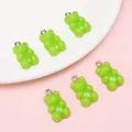 Green acrylic gummy bear charms 11x21mm for DIY jewelry making pendants - Green