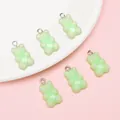 Light green 11x21mm gummy bear acrylic pendants for DIY necklace and bracelet crafting - Grass Green