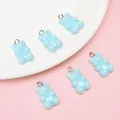 Light blue 11x21mm acrylic gummy bear charms with metal loops for DIY jewelry making - Blue