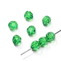 Shiny 6mm green faceted acrylic beads, crystal-cut loose beads for DIY jewelry making - 300PCS/Pack / Green