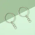 Strukturierte silberne Metallschlüsselringe mit 4-Gliedern-Kette für DIY-Schmuck - 2.5cm Geprägter Schlüsselring Ohne Ring / 10er Pack / Weißgold