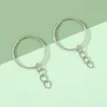 Portachiavi in metallo argentato di alta qualità con catena a quattro maglie per il fai da te - Portachiavi Liscio da 2.5cm Senza Anello / Confezione da 10 / Oro bianco