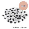 Bulk pack of 300 pieces 8x10mm oval googly eyes for DIY craft projects with self adhesive back - Oval 8x10mm (Approx. 300pcs/bag) / Black and White