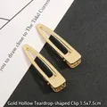 Gouden opengewerkte druppelvormige haarklem 1,5x7,5cm voor doe-het-zelf accessoires - Holle druppelclip / Goud