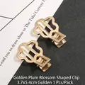 Gouden pruimenbloesemvormige haarspeld voor DIY-accessoires, verpakking van 1 stuk - Pruimenbloesemvormige clip / Goud