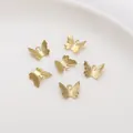 Dijes de mariposa de cobre chapados en oro de 14K de alta calidad para joyería artesanal DIY - Estilo de Lazo con Puntos / Paquete de 2 (13x11mm)