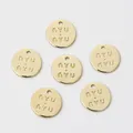 14K gold-plated copper round pendants with 'nyu nyu' engraving for handmade DIY jewelry - NYU Round Disc / 9mm (2 Pieces/Pack)