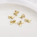 Dijes de lazo de cobre rellenos de oro de 14K para la creación de joyas artesanales - Estilo Lazo Liso / Paquete de 2 (16x11mm)