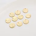 Customizable 14K gold filled brass round charm pendant with ID information engraving - NEME Info Round Disc / 12mm (2 Pieces/Pack)