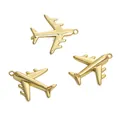 Three golden metal airplane charms for DIY jewelry making necklaces and bracelets. - Airplane Pendant / 14x16mm (1 Piece/Pack) / Gold