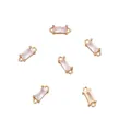 14K vergoldeter rechteckiger Zirkonia-Verbinder mit Doppelöse für DIY-Schmuckherstellung - Doppelschleifen-Design / 4x10mm (2 Stück/Packung) / Klarer Zirkonia