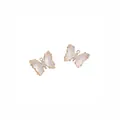 Squisiti ciondoli a farfalla in oro 14K con zirconi per la creazione di gioielli fai-da-te - Ciondolo Solo (Senza Catena) (Zirconia Trasparente) / 15x20mm (1 Pezzo/Confezione) / Trasparente