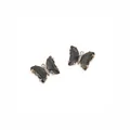 Squisito ciondolo a farfalla placcato oro 14K con pietre nere per gioielli fai da te - Ciondolo Solo (Senza Catena) (Zirconia Nera) / 15x20mm (1 Pezzo/Confezione) / Nero