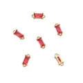 Roter rechteckiger Zirkonia-Anhänger mit zwei Schlaufen aus 14 Karat vergoldetem Kupfer - Doppelschleifen-Design / 4x10mm (2 Stück/Packung) / Rosaroter Zirkonia