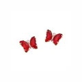 Eleganti ciondoli a farfalla in cristallo rosso con zirconi in oro 14K per gioielli fai da te - Ciondolo Solo (Senza Catena) (Rosso) / 15x20mm (1 Pezzo/Confezione) / Rosso