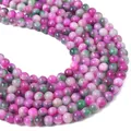 Perle colorate in giada persiana sintetica per la creazione di gioielli fai-da-te - Perline rotonde / 8mm (circa 50 pezzi/confezione) / Rosso rosa
