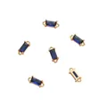 Rechteckiger Zirkonia-Verbinder in Dunkelblau mit 14K Goldbeschichtung für Schmuck - Doppelschleifen-Design / 4x10mm (2 Stück/Packung) / Saphirblaues Zirkonia