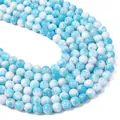 Perle rotonde in giada persiana sintetica marmorizzata blu e bianca per gioielli fai-da-te - Perline rotonde / 8mm (circa 50 pezzi/confezione) / Blu