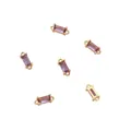 14K vergoldete rechteckige Anhänger mit lila Zirkonia und zwei Ösen für DIY-Schmuck - Doppelschleifen-Design / 4x10mm (2 Stück/Packung) / Violetter Zirkonia