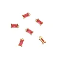 Elegante 14K vergoldete rechteckige rote Zirkon-Anhänger für DIY-Schmuckherstellung - Einzelne Aufhängung / 4x8mm (2 Stück/Packung) / Rosaroter Zirkonia