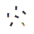 Dunkelblaue rechteckige Zirkonia-Anhänger mit 14K Goldbeschichtung für DIY-Schmuck - Einzelne Aufhängung / 4x8mm (2 Stück/Packung) / Saphirblaues Zirkonia