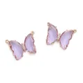 Pendentif papillon violet en or 14K avec zircon étincelant pour bijoux DIY - Connecteur Double Trou (Violet Clair)