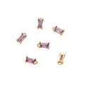 Rechteckige lila Zirkonia-Anhänger 14K vergoldet für DIY-Schmuckherstellung Zubehör - Einzelne Aufhängung / 4x8mm (2 Stück/Packung) / Violetter Zirkonia