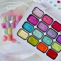 Paleta de 16 colores de gel de transferencia y pintura de uñas sólido sin limpiar - Gel Artístico de 16 Rejillas Sin Limpieza