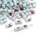 Decorative hand-painted light blue ceramic bone beads for DIY jewelry making and bracelets - Blue