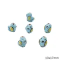 Blue hand-painted ceramic animal beads in 13x17mm size for DIY jewelry making - Standing Dog (Yellow Ear) / 13x17mm / Blue