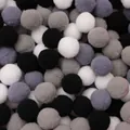 DIY craft polyester pompoms in black, white, and gray tones for creative decorations - 20 Pieces Set / Black & White Series / 3cm